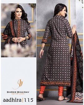 Salwar Suit- Pure Cotton with Self Print - Gray and Purple  (Un Stitched)